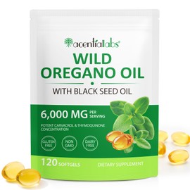 Oregano öl mit Schwarzkümmelöl Kapseln 2 in 1, 120 Softgel Oregano Öl Vegan, 6000mg Oreganoöl mit 200mg Schwarzkümmelöl, 130mg Carvacrol