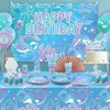 Dolphin Party Supplies, Includes Happy Birthday Party Backdrop, Plates, Cupcake