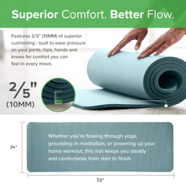 Gaiam Essentials Thick Yoga Mat Fitness & Exercise Mat with Easy-Cinch Carrier Strap, Navy, 72"L X 24"W X 2/5 Inch Thick, 10mm