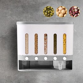 Xuthusman 10KG 360° Rotating Storage Dispenser 6 in1 Kitchen Pantry Rice Grain Dry Food Container with Lid(10 KG 360° Rotating)