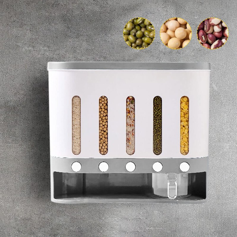 Xuthusman 10KG 360° Rotating Storage Dispenser 6 in1 Kitchen Pantry