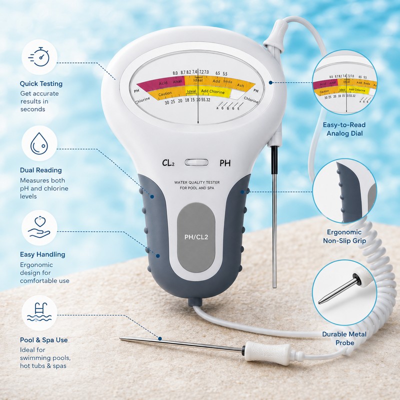 2-in-1 pH and Chlorine Meter for Pool Water Testing –