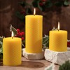 3 Pack Beeswax Pillar Candles Set,100 Hours All Natural Beeswax