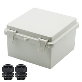 Zulkit Junction Box ABS Plastic Dustproof Waterproof IP65 Electrical Boxes Hinged Shell Outdoor Universal Project Enclosure with 2 Cable Glands 5.9 x 5.9 x 3.5 inch (150x150x90 mm)