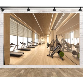 Loccor 6x4ft Fabric Gym Backdrop Modern Fitness Yoga Center Photo Backdrop Indoor Gym Equipment Treadmills Background Home Fitness Banner Video Shooting Photo Props