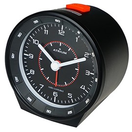 ATRIUM A960-7 Radio Controlled Alarm Clock Analogue Black without Ticking with Lighting, Night Light and Snooze
