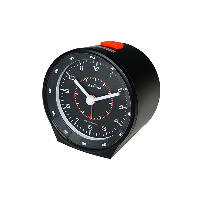 ATRIUM A960-7 Radio Controlled Alarm Clock Analogue Black without Ticking