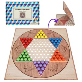 Offelec Classic Chinese Checkers Game Set – 13.5 Inch Foldable Board with 60 Colorful Acrylic Marbles, Portable Travel Board Games for Kids, Adults, Seniors & Family Night (2-6 Players)