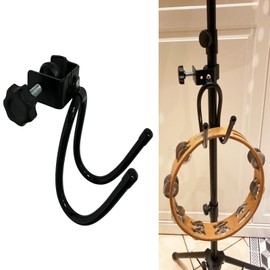 Pmsanzay Mic Microphone Stand Tambourine Hanger, Headphone Headset Holder Clip Stand, Easy to fit on Music or Microphone Stand for Tambourine, Cowbell, Headphones - Keep Tambourine Within Reach.