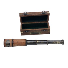 Handheld Brass Telescope Maritime Sailors Masterpiece with Wooden Box Pirate Spyglass