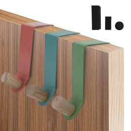 6Pcs Single Over the Door Hanger Set, 4.6cm Reversible Over Door Coat Hooks, Heavy Duty Over Cabinet Metal Wreath Hooks, Over Drawer Hanging Hook with Sponge Antislip Pads for Garland Bathroom Bedroom