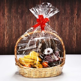 eBoot 20 Pack Clear Basket Bags Package Bags Cellophane Wrap for Baskets and Gifts, 32 by 22 Inches