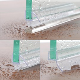 Jgeuyer Frameless Shower Door Seal Set, 4 Pack x 39" HDM Glass Shower Door Bottom Seal Side Seal Strip Door Sweep for 3/8" Glass, Ultra-Clear Polycarbonate, Stop Shower Leaks Create A Water Barrier