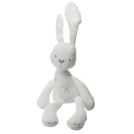 HUKITECH Premium Plush Mascot – Rabbit – 49 cm – Colour: White – Children's Toy – with Granules in Legs and Hands