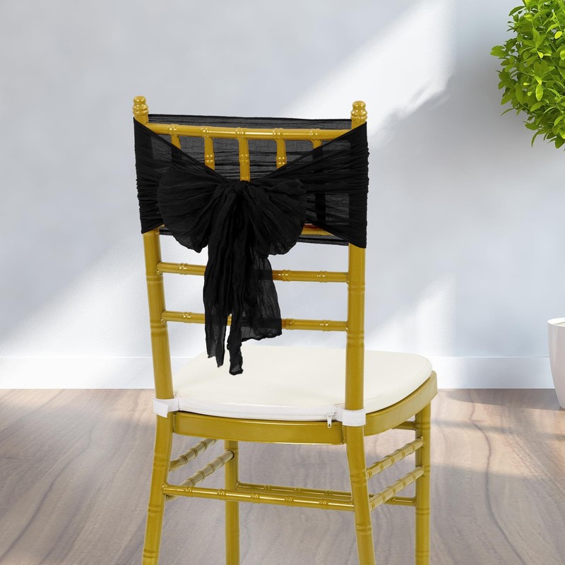 YMHPRIDE 50 PCS Wedding Cheesecloth Chair Sashes,Bows Designed Chair Sashes