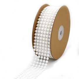 EliteKoopers 1m White Pearl Mesh Wrap Ribbon Flat Back Trimming Ribbon for Decoration 8mm Pearl