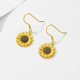 Sunflower Drop Dangle Earrings 925 Sterling Silver Sunshine Earring Sunflower Jewelry for Women