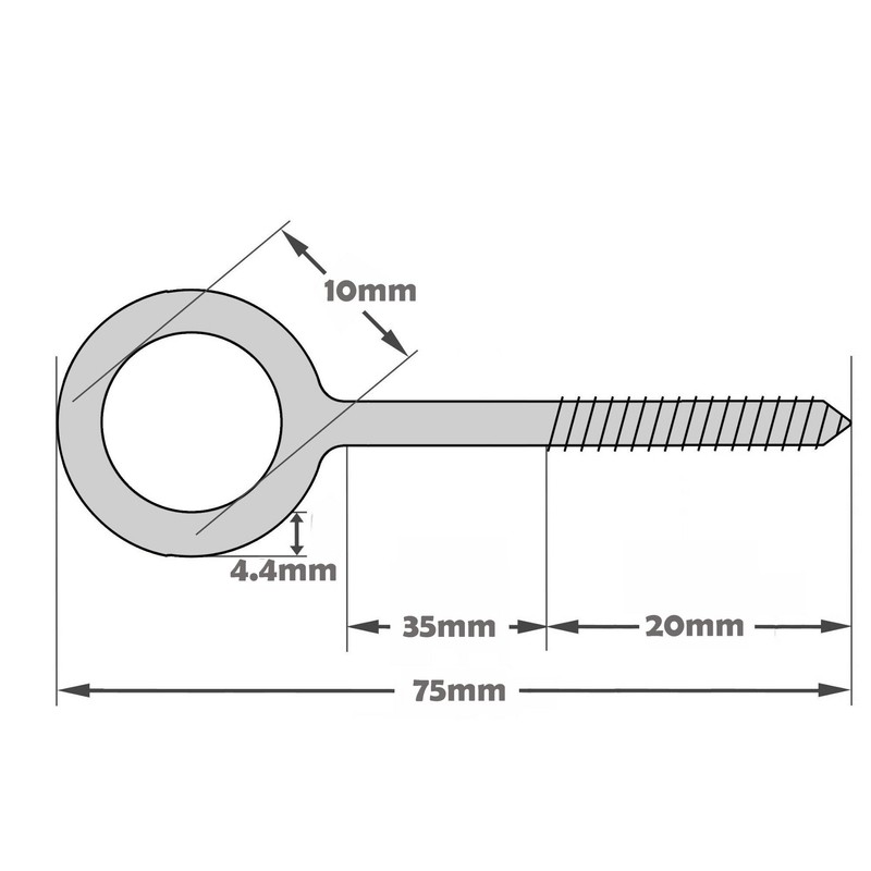Fort Fasteners Steel Vine Eyes 75mm x 4.4mm (3 Inch)