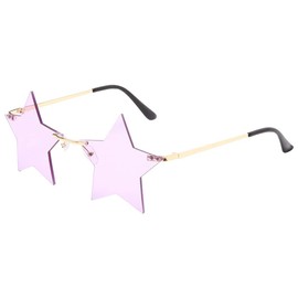 Dollger Rimless Star Sunglasses for Women Trendy Pentagram Transparent Sunglasses UV400 Protection, purple