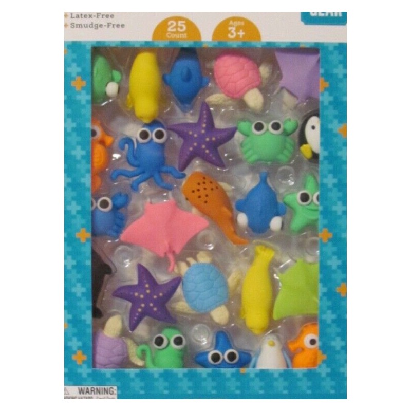 Pen+Gear NEW pen+gear Eraser Pals Sea Life 25 Count Latex