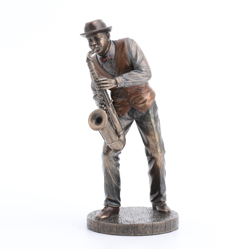 Veronese Design 7 1/4" Jazz Band Saxophonist Resin Figurine Bronze