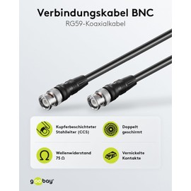 Goobay 50413 BNC Video Connector Cable, (RG59), Double Shielded, 0.5 m Cable Length