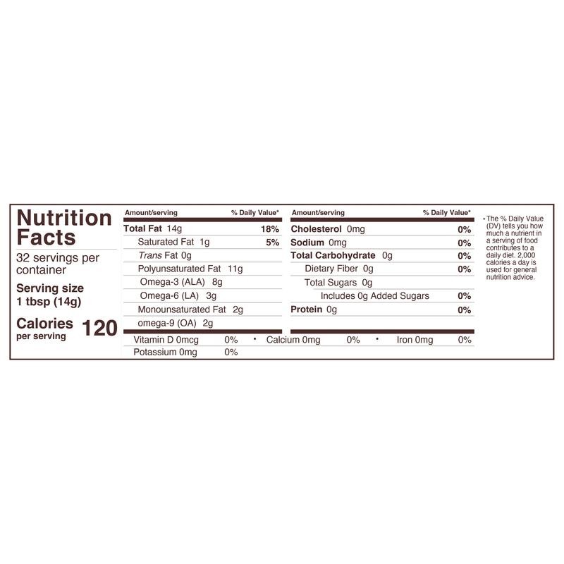 organic golden flax seed oil - size: 16 oz glass