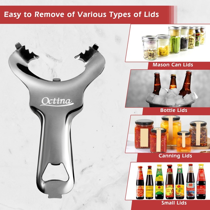 Octina Mason Jar Opener & Bottle Opener No Lid Dents