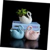 CIYODO Succulent Flowerpot Ceramic Pots Drainage Swan Shaped Planter for