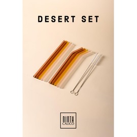 10 Pcs Reusable Glass Drinking Straws, Colorful and Durable Glass Straws for Beverages, Smoothies, Iced Coffee, Juice, Set of 10-5 Straight, 5 Bent, 2 Cleaning Brushes (Desert Set)