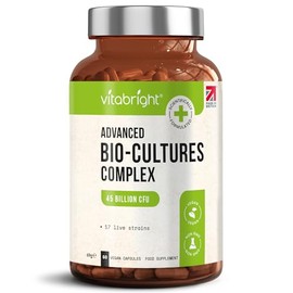 VitaBright Bio Cultures Complex | 45 Billion CFU Live Bacterial Cultures | 17 Strains with Chicory Inulin | 60 Vegan Capsules for Men & Women | 1 Month Supply