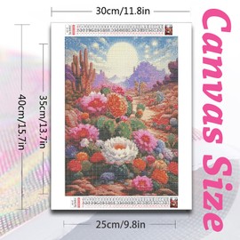 Huacan Diamond Painting für Erwachsene, Landschaftssets, Diamant-Malerei-Set, Blumen, runder Bohrer, komplette Diamanten, Kaktus, Malerei für Innendekoration, Größe der Leinwand 30 x 40 cm