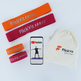 FlickVit Fitness Bands Set of 4 Beginner (2 & 3) with Carry Bag, Fitness Band Fabric, Pull-Up Band, Resistance Bands Set, Resistance Band, Rubber Band, Sport, Theraband Set