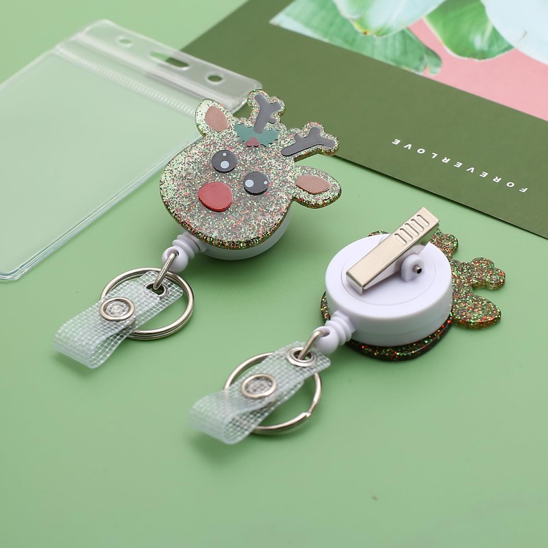 3 Pack Christmas Badge Reel Retractable, Nurse ID Name Card