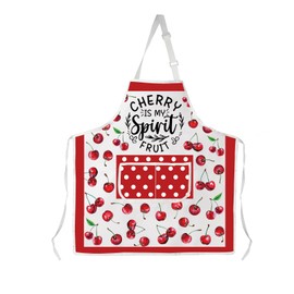 AKTAP Cherry Gifts Cute Cherrys Aprons With Pocket Cherry Is My Spirit Fruit Lover Gifts Cherrys Print Apron For Baking (AP, Cherry Spirit Apron-HT)