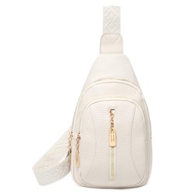 GOIACII Cossbody Bag for Women Sling Bag Anti Theft Travel Purse Fanny Packs Leather Off White