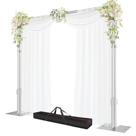Qoolfoto Pipe and Drape Backdrop Stand, 8.9x10ft Heavy Duty Adjustable Background Frame with Metal Base, Back Drop Holder for Parties Photography Wedding Photoshoot Decoration