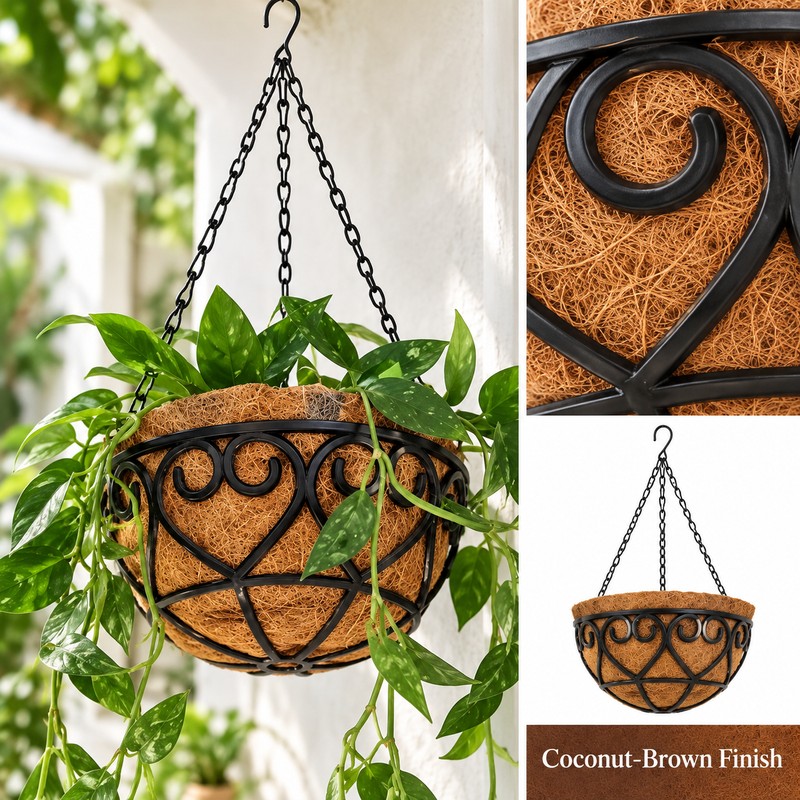 Coconut Brown Hanging Planter Basket for Indoor & Outdoor Plants