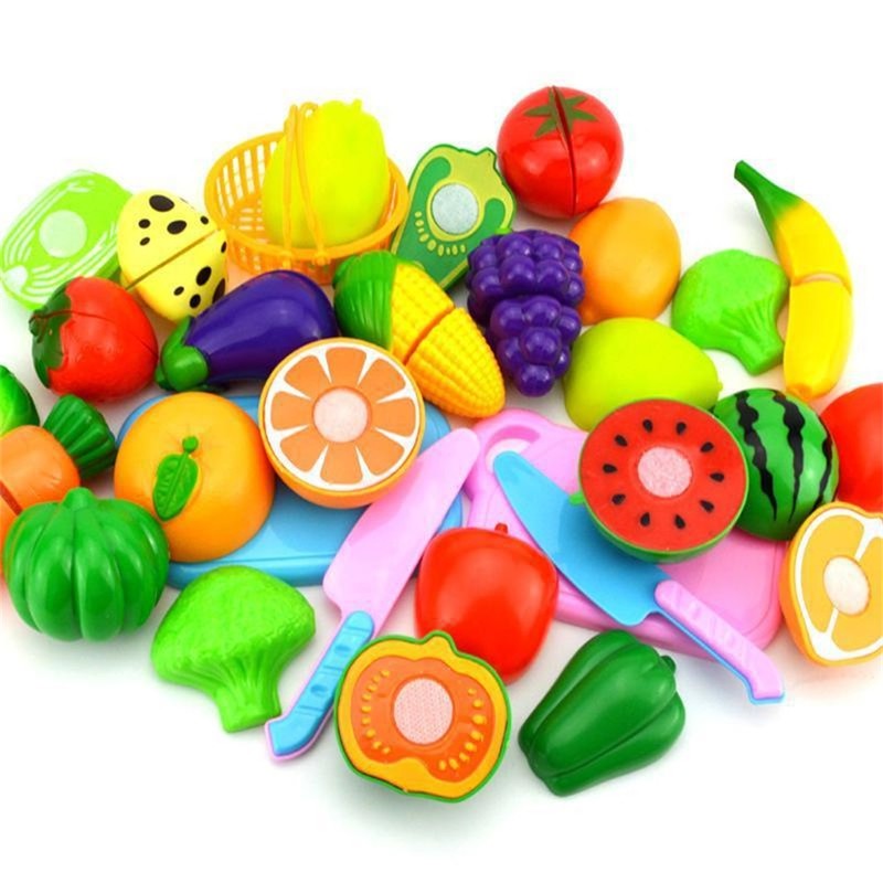 23pcs/set Kids Educational Gift Toy Plastic Kitchen Cut Fruits Kids