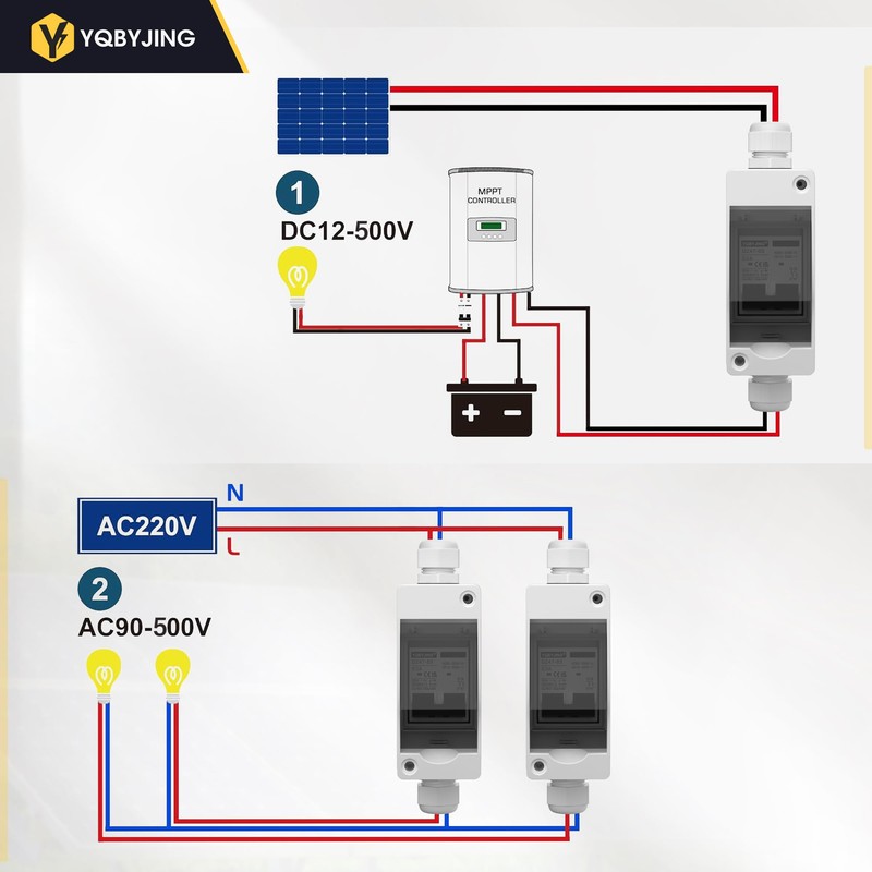 YQBYJING Solar Panel Disconnect Switch 63 Amp DC AC Miniature