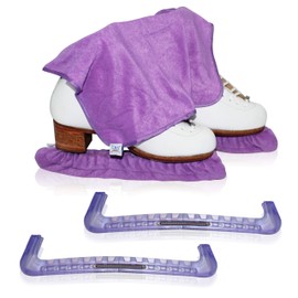 CRS Cross Skate Guards, Soakers & Towel Gift Set - Ice Skating Guards and Soft Skate Blade Covers for Figure Skating or Hockey (Pivot Purple, Medium)