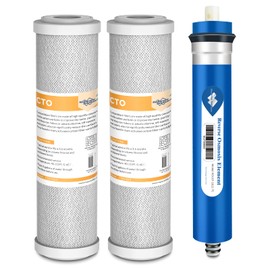 75 GPD FX12P and FX12M Replacement Filters Combo Pack for GE GXRM10RBL GXRM10G RO System, Reverse Osmosis Membrane and Carbon Filters Membrane Solutions