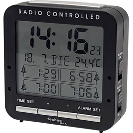 tchnoline WT245 Digital Wireless Weather with 4 Adjustable Alarm Times, Temperature Display, Rear Backlight, Black