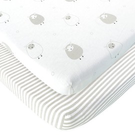 Bassinet Fitted Sheets Compatible with MiClassic Bassinet – Fits 20 x 35 Bedside Sleeper Mattress Perfectly – No-Bunching – Snuggly Soft Breathable Jersey Cotton – 2 Pack