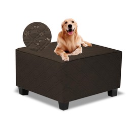 TOPHMDECOR Ottoman Cover Square,Waterproof Square Ottoman Covers Thick Slipcover for Living Room,Washable Storage Footstool Furniture Protector for Dogs,Pets,Chocolate,Small