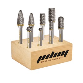 Tungsten Carbide Burr Set 1/4" Shank 8PC Double Cut Rotary Cutting Burrs Die Grinder Bits for Steel and Wood Working, Grinding, Carving, and Engraving