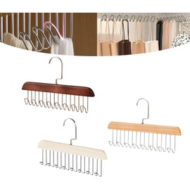 FENGCHUANG Set of 3 Non-Slip Tie Clips Hangers with 8 Hooks for Scarves, Ties and Belts (28 x 18 cm)