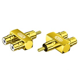 EMK RCA Splitter Adapter 2 Pack,RCA Male to 2 RCA Female Plug Audio/Video Splitter Adapters Gold-Plated Metal Connector for Home Theater, HDTV, Amplifiers, Hi-Fi Systems
