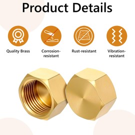 MBAIYO 100Pcs 3/8 Inch Brass Compression Stop Valve Caps, Flare Tube Gas Water Line Pipe Fitting Caps Brass Compression Fitting