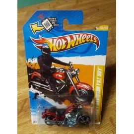 Hot Wheels Harley Davidson Fat Boy Motorcycle Red 1:64 Metal on Metal 2012